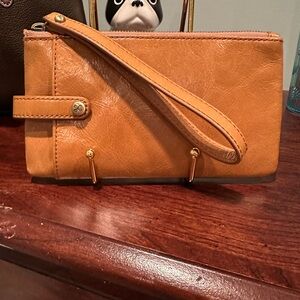 Hobo Tan Leather Wristlet Clutch